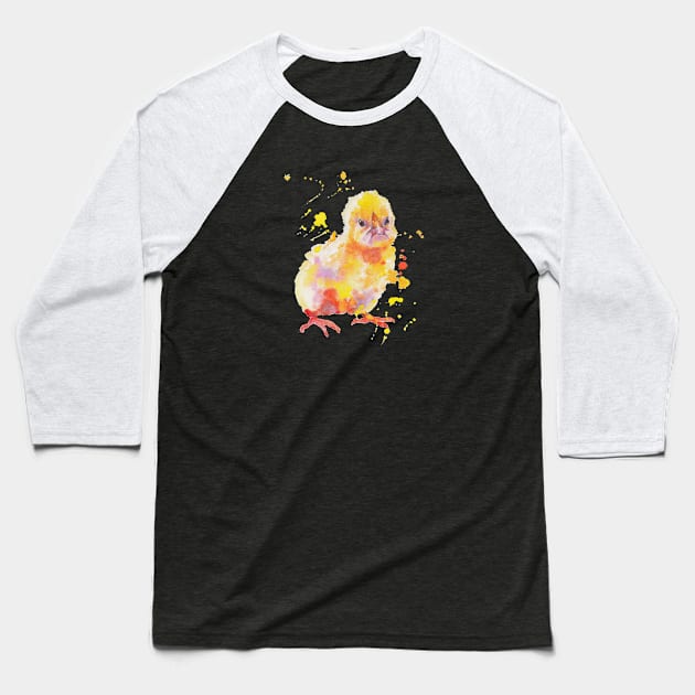 Yellow happy chick Baseball T-Shirt by AgniArt